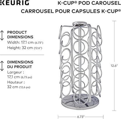 Keurig Storage Carousel, Coffee Pod Storage, Holds up to 36 Keurig K-Cup Pods, Silver
