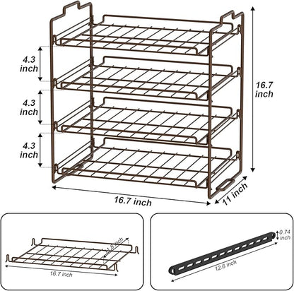 4 Tiers Stackable Can Rack Organizer, Wear-resistant Upgrade Beverage Food Can Dispenser Holder Holds up to 48 Cans for Kitchen Cabinet and Pantry (Brown)