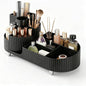 Makeup Organizer with 360° Rotating Brush Holder Cosmetic Storage for Cosmetics, Skincare, Perfume, Bathroom Vanity Desktop Organizer, Lotions Display Case (Black)