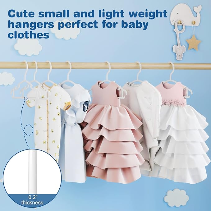 GoodtoU Baby Hangers 60Pack White Baby Clothes Hangers Bulk Kids Plastic Hangers Toddler/Infant Hangers for Closet