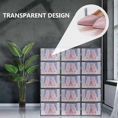 DOITOOL Thickened Plastic Shoe Storage Box with Clamshell Lid Household Shoes Organizer for Closet for Home Use