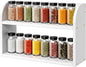 ROMGUAR CRAFT 2 Tier Bamboo Spice Rack, Countertop or Wall Mounting Wood Spice Jars Organizer Shelf for Kitche, Pantry (White)