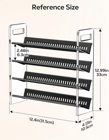 Nieifi Transparent & Black Spice Rack Rustproof, without Seasoning Jars,4-Tier Transparent ABS Plastic Spice Rack Organizer for Cabinet and Countertop,Thickened Corrosion-Resistant-Tiered Kitchen