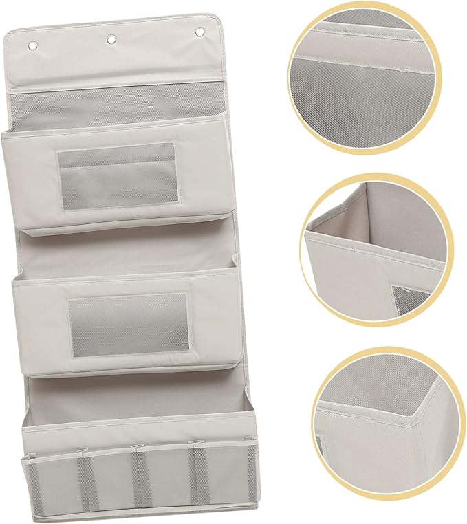 CHILDWEET Door Storage Organizer 3-Tier Hanging Storage Pouch 40x90cm Grey Fabric No Drill Foldable for Boys and Girls Room Dormitory or Home Use