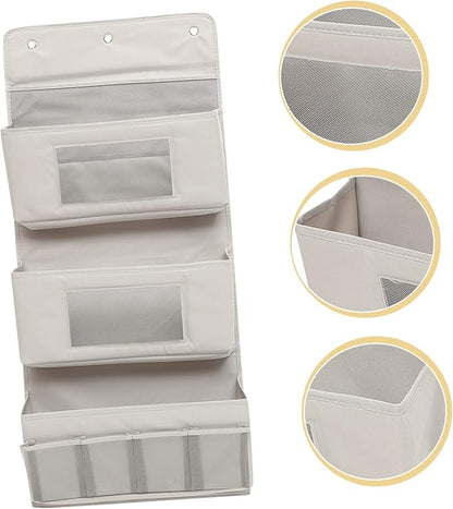 CHILDWEET Door Storage Organizer 3-Tier Hanging Storage Pouch 40x90cm Grey Fabric No Drill Foldable for Boys and Girls Room Dormitory or Home Use