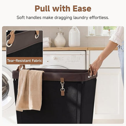StorageWorks 210L Laundry Basket with Wheels, Extra Large Rolling Hampers for Clothing Organizer, Dirty Clothes Basket for Hotel, Home, Closet, Dorm, Black