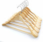 Luxury Wide Shoulder Wooden Coat Hangers with Anti Slip Pants Bar, Solid Wood Thick Jacket Hangers Smooth Finish for Sweater Dress Pants Sport Coats (Natural, 6 Pack), 360° Swivel Pearl Nickel Hook