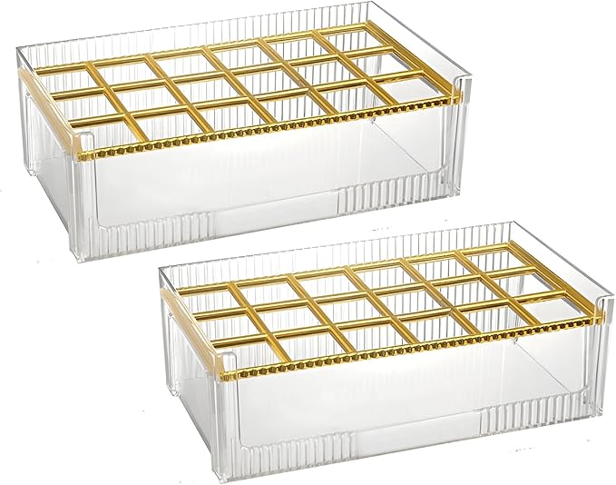 18 Grids Lipsticks Organizer, Clear Acrylic Lip Gloss Holder and Storage Display Case for chapstick, Lip Balm, Makeup (2 Pack A)