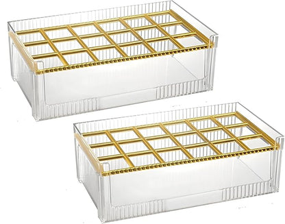 18 Grids Lipsticks Organizer, Clear Acrylic Lip Gloss Holder and Storage Display Case for chapstick, Lip Balm, Makeup (2 Pack A)