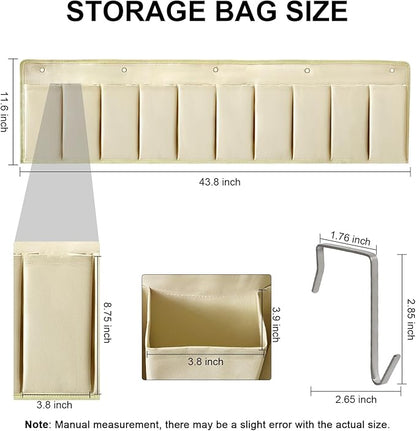 RVZONE RV Shoe Pockets 10 Pockets Heavy Hanging Bedside Storage Organizer with Sturdy Hooks Storage Pockets Hangs on bed for Shoes Toys and Tool Accessories