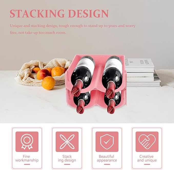 Zerodeko 4pcs Stackable Can Rack Organizer Drink Storage Rack for Wine Beer and Soda Space-Saving Design for Home and Kitchen Organization