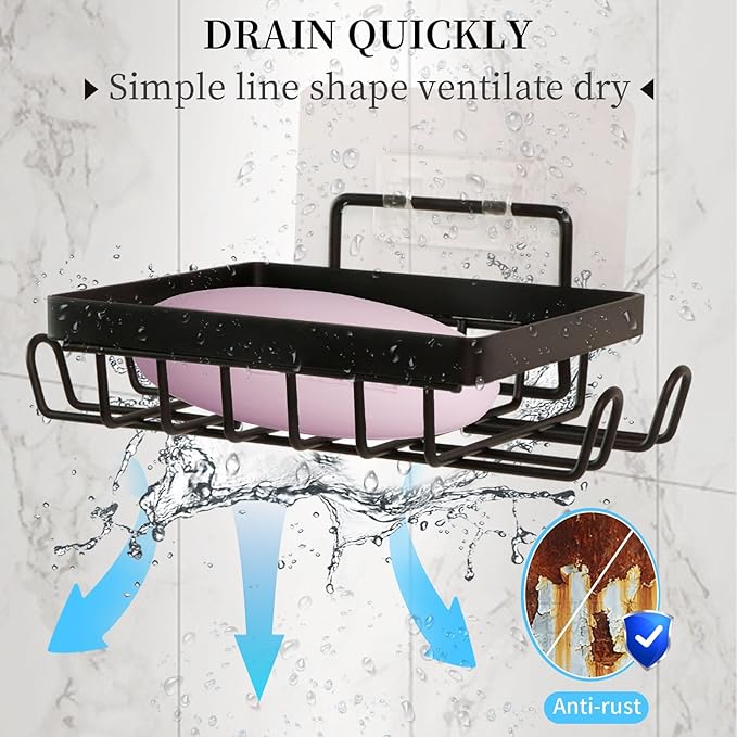 Carrie Joe Soap Holder Self Draining Soap Dish Razor Holder for Shower Wall Not Punched Easy Clean Bar Soap Holder Fit for Bathroom, Kitchen Sink