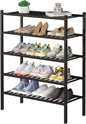 ROMGUAR CRAFT 5 Tier Bamboo Shoe Rack for Closet Free Standing Wood Shoe Shelf for Entryway Small Space Stackable 27"x11"x33" (Brown)