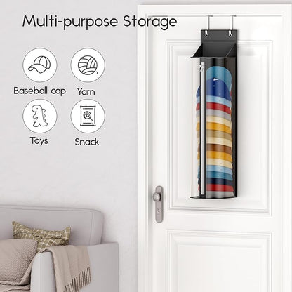 Homsorout Hat Rack for Door and Closet – Large Capacity Hanging Hat Rack Organizer Holds 30-35 Caps, Over the Door Hat Storage Organizer for Bedroom, Entrance or Dorm, 1 Pack, Black