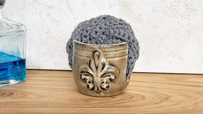 Fleur De Lis Sponge Holder for Sink White French Country Farmhouse Decor Compact Handmade Drain Rack (Bronze/Brown)