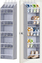 KEETDY 20 Pairs Over The Door Shoe Organizer for Closet Large Clear Pockets Hanging Shoe Rack for Door Hanger Boot Holder Storage for Men Sneakers, Grey