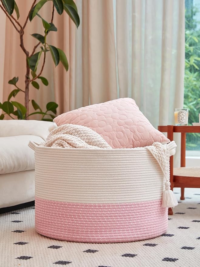 R RUNKA Extra Large Cotton Rope Basket 22" x 14"| Toy Basket