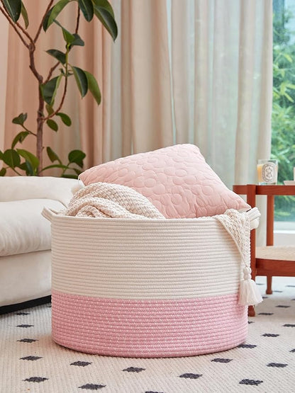 R RUNKA Extra Large Cotton Rope Basket 22" x 14"| Toy Basket