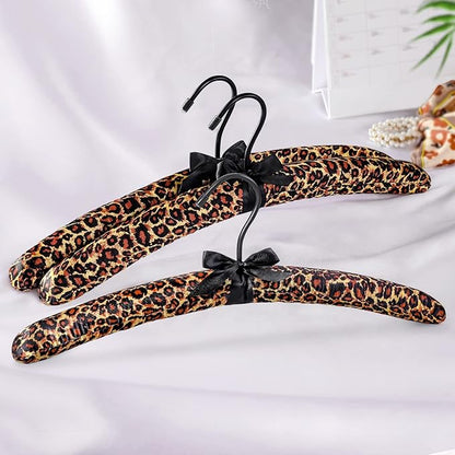 TOPIA HANGER Padded Hangers for Women Clothing,17-inch Satin Hangers 10 Pack Thick Foam Padded No Shoulder Bump for Sweaters, Coat, Blouses, Dresses-Leopard, CT18L-10