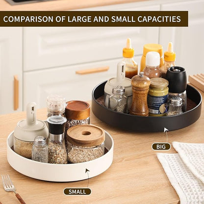Non-Slip Rotating Lazy Susan Turntable, 360-Degree Swivel, Black with Textured Surface (Black, 10 inches)