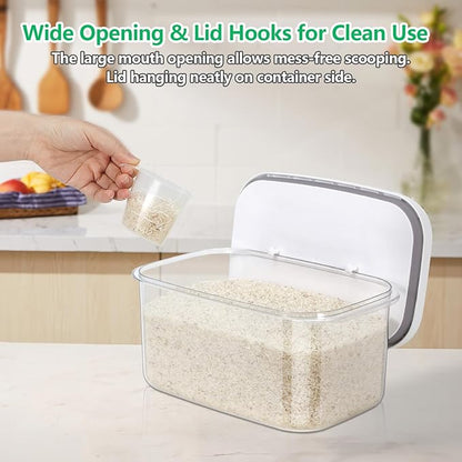 TBMAXS Airtight Flour Container 6.34 QT, Clear PET Plastic Food Storage Container Bin with Pop Up Lids For Rice Flour Sugar, Dry Food Holder for Kitchen Pantry Organization and Storage
