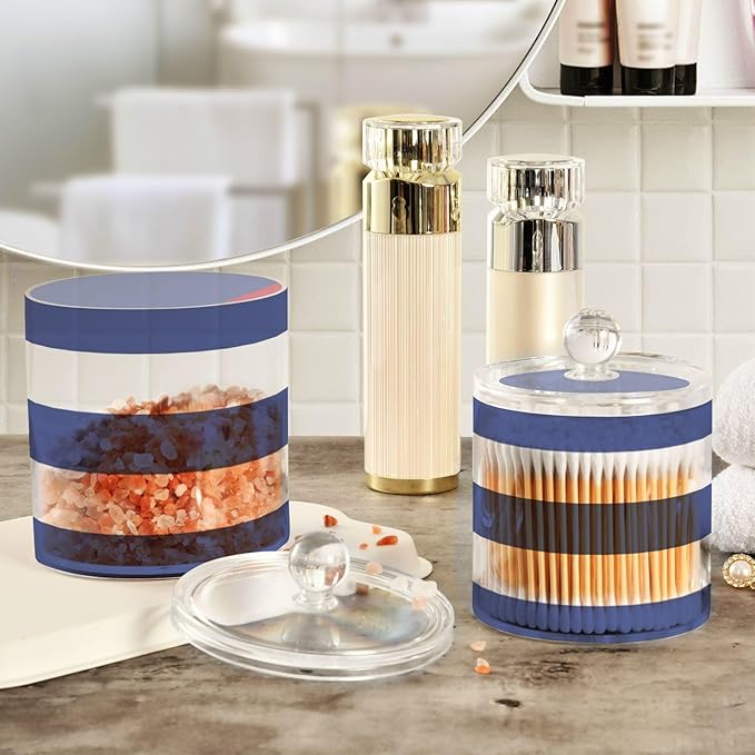 DOMIKING Cuba Flag 2 Pack Bathroom Canisters Cotton Swab Holder Dispenser Plastic Cotton Ball Jar Acrylic Storage Containers for Cotton Swab Cotton Ball Cotton Round Pads