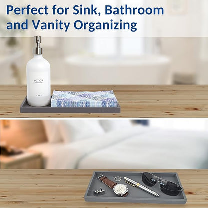 Spacewiser Countertop and Vanity Tray - 11.7" Silicone Bathroom Tray Countertop, Dish Soap Trays for Kitchen Counter, Sink Organizer Caddy Accessories, Toilet Plant Shower Makeup Mat Oil Holder