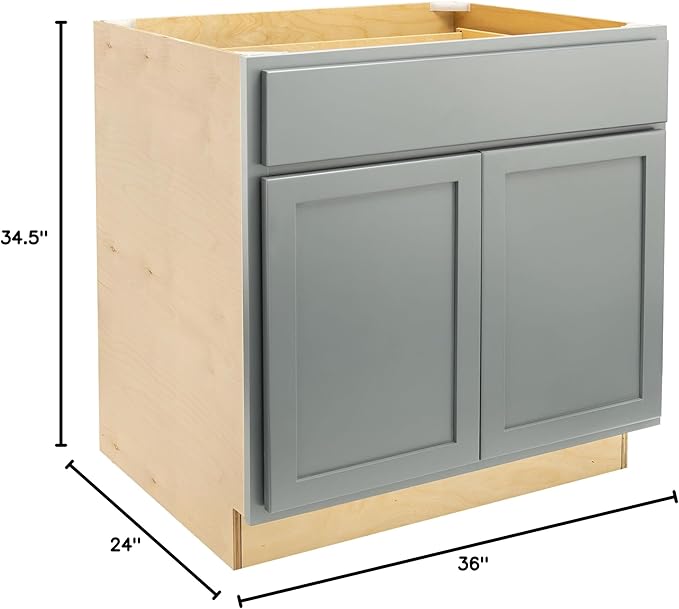 Quicklock RTA (Ready-to-Assemble) | Base Kitchen Cabinets - Shaker Style | Made in America (Magnetic Gray, 36" Wx34.5 Hx24 D Base)