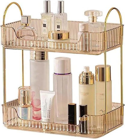 Amber 2-Tier Vanity Shelf for Bathroom Counter - Skincare & Makeup Organizer