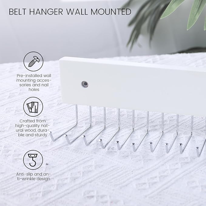 Tie Rack Wall Mounted, 180 Degree Rotating Tie Hanger Belt Holder Organizer Max 20 Storage for Purse, Scarves, Tank Top, Hats, Medals