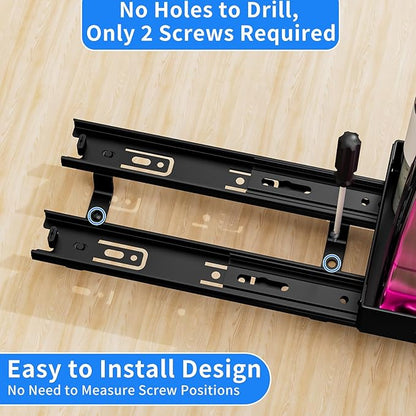 BOIVSHI Pull Out Spice Rack Organizer for Cabinet, Heavy Duty Spice Organizer for Cabinet, Vertical Spice Rack for Kitchen, Cabinet, Pantry, Cupboard (4.2''Wx10.5''Dx2.8''H, Metal Black)