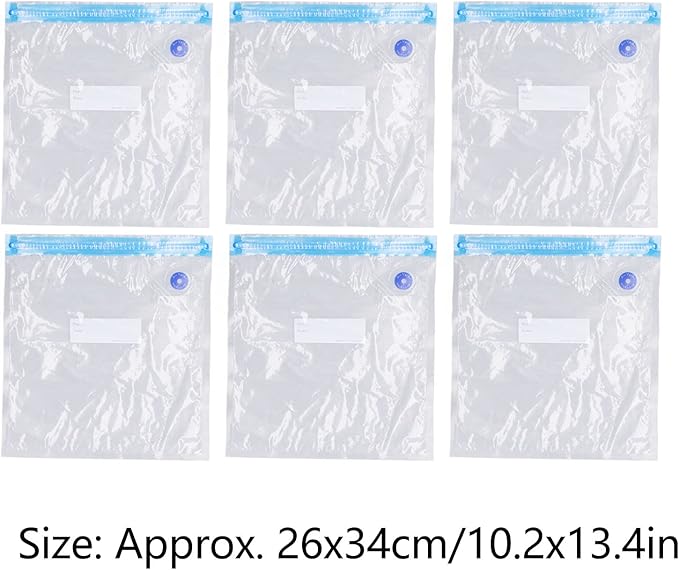 6PCS 26 * 34CM Vacuum Storage Bags Space Saver Sealed Reusable Vacuum Sealed Compressed Space Saver Bags for Food Clothing