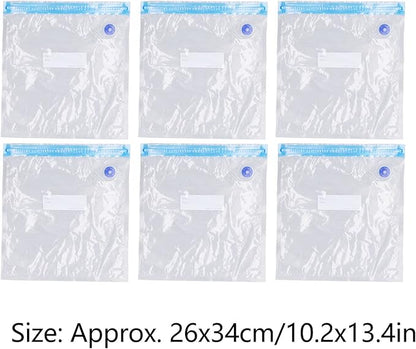 6PCS 26 * 34CM Vacuum Storage Bags Space Saver Sealed Reusable Vacuum Sealed Compressed Space Saver Bags for Food Clothing
