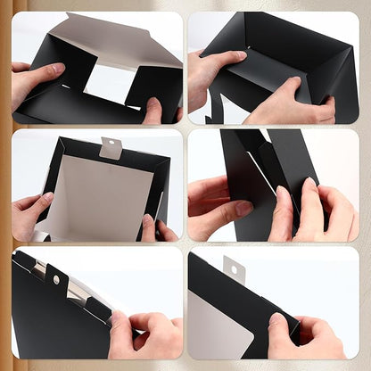Gilprop 20 Pcs Modern Hat Boxes with Window Baseball Hat Organizer Display Box for Hat, 8.7 x 7.7 x 4.8, Black Paper Fold Storage Container Packing Box for Baseball Caps Dad Hat Billed Cap