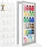 Over the Door Shoe Organizer - 2 Pack Shoe Rack for Door with 24 Pockets and Hooks, Shoe Holder Back of Door Organizers for Shoes, Hanging Shoe Organizer for Space Saving, White