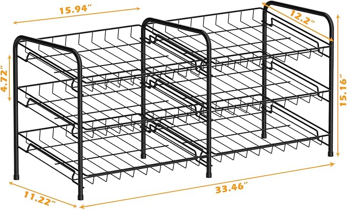 Can Rack Organizer, Can Storage Rack, Can Organizers and Storage for Pantry, Stackable Can Storage Dispenser for Kitchen Pantry Cabinet, Black