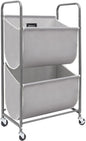 STORAGE MANIAC 80 Liters Vertical Rolling Laundry Hamper, 2 Section Laundry Sorter with Wheels and 2 Breaks, 2-tier Laundry Baskets for Small Space, Dorm, Laundry Room, Closet, Bathroom, Gray 2-tier