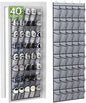 40 Large Mesh Pocket Over the Door Shoe Organizer,Hanging Shoe Rack for Door,Shoes Organizer Hanger with Large Capacity (white)