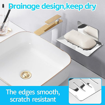 YUZP Soap Holder for Shower with Stainless Steel,Rustproof Soap Saver Sponge Holder for Bathroom,Tub,Kitchen Sink (Chrome)