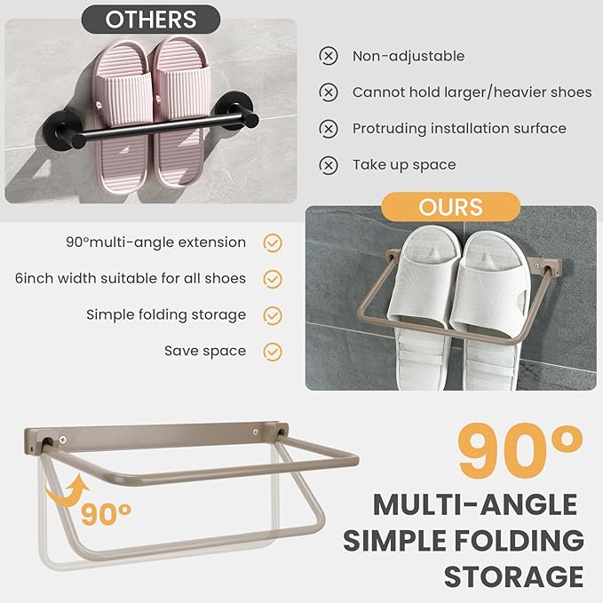 Rv Shoe Rack Wall Mounted 4 Packs-Aluminum Camper Wall Hanging Shoe Rack,Foldable Rv Shoe Organizer Shelf,Effective Shoe Storage Rack for Various Footwear, Travel Trailers And Campers