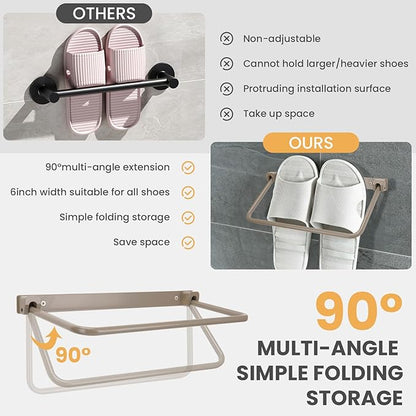 Rv Shoe Rack Wall Mounted 4 Packs-Aluminum Camper Wall Hanging Shoe Rack,Foldable Rv Shoe Organizer Shelf,Effective Shoe Storage Rack for Various Footwear, Travel Trailers And Campers