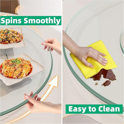 34.6 inch Lazy Susan for Table Top Tempered Glass Rotating Serving Tray for Dining Table, Kitchen Lazy Susan Organizer Spinning Rotating Food Server Party Centerpieces Heavy Duty