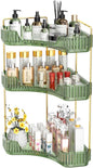 GTI 3-Tier Corner Bathroom Counter Organizer, Large Capacity Makeup Organizer Countertop, Perfume Cosmetics Skincare Vanity Organizers, Exquisite Countertop Storage for Women (Green)