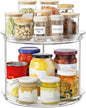2 Tier Lazy Susan Organizer, 9.25'' Lazy Susan Turntable for Cabinet, Stackable Turntable Organizer Rotating Spice Rack Organization for Kitchen Countertop, Pantry, Bathroom, Clear