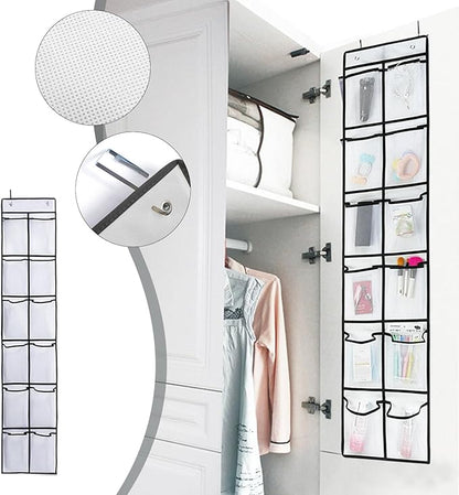 Over The Door Shoe Organizers, 2024 New 12 Large Pockets Hanging Shoe Organizer, Shoe Rack for Closet Entryway Bedroom Bathroom Pantry Shoe Holder, 2 Metal Hook