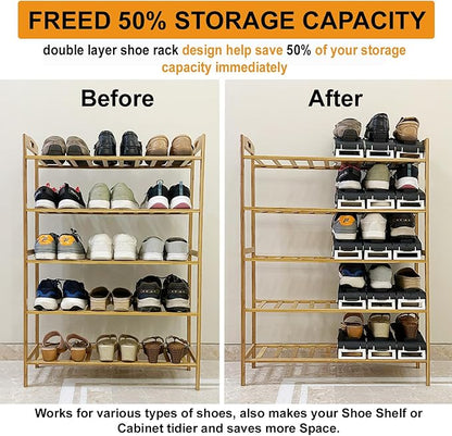 -12 p.c Adjustable Height Plastic Shoe Organizer (Black)