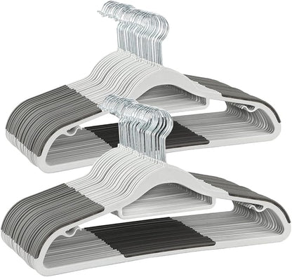 Finnhomy Bar Design Heavy Duty 50 Pack Plastic Hangers, Clothes Hangers with Non-Slip Pads, Great for Shirts, Pants, Scarves, Strong Enough for Coat, Gray