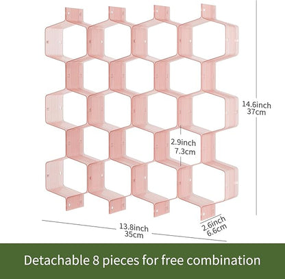 Honeycomb Separator Adjustable Drawer Organizer Divider for Underwear Belt-Scarf Socks Organizer (Pink(2pcs))