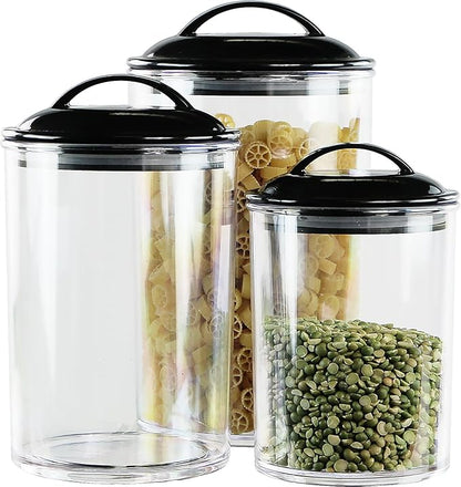 Calypso Basics by Reston Lloyd Acrylic Storage Canisters, Set of 3, Black