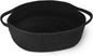 MEGASKET Black Woven Basket, 13” x 9” x 5” Cute Dog Toy Basket, Soft Cotton Rope Storage Box, Cat Toy Bin, Baskets for Gifts Empty, Small Baskets for Organizing, Decorative Basket